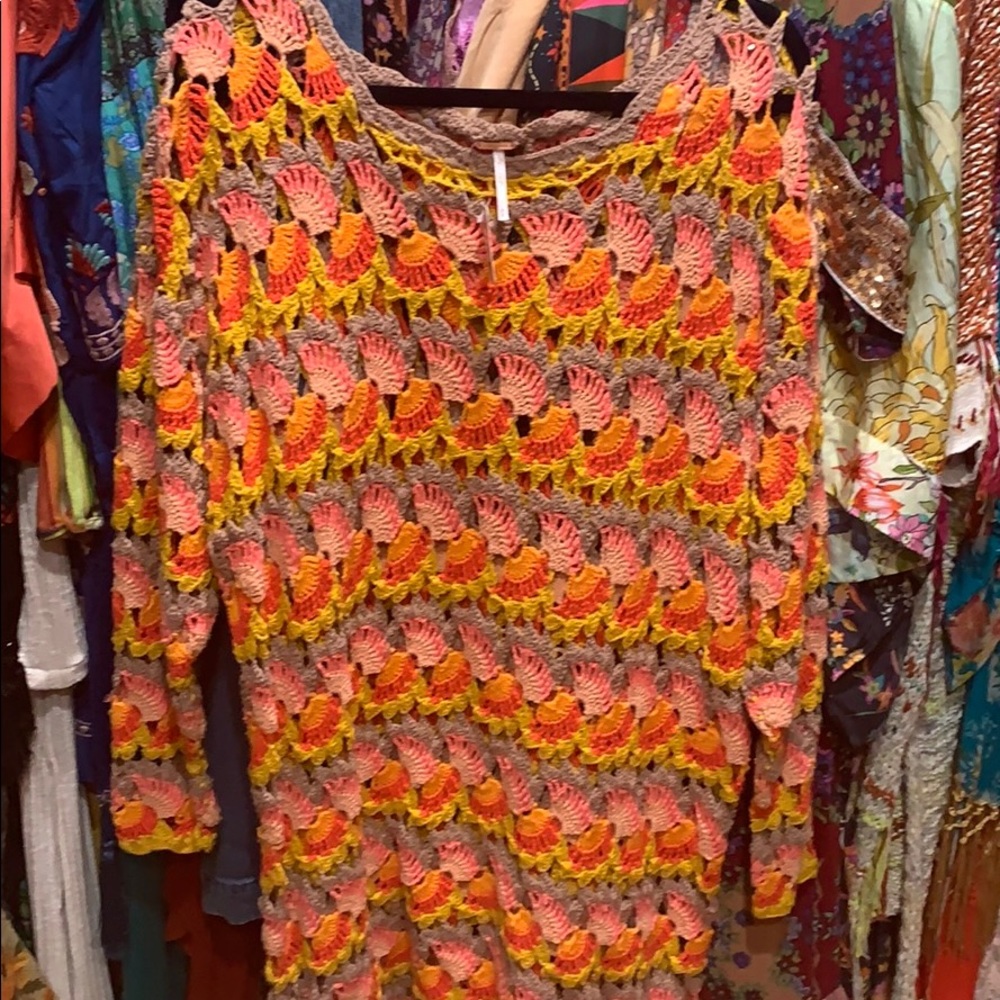 Free people little fan crochet dress